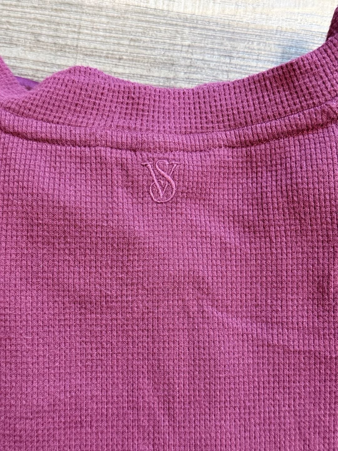 Victoria's Secret Glow Waffle Henley Jogger Pajama Set Size M Short Maroon  10