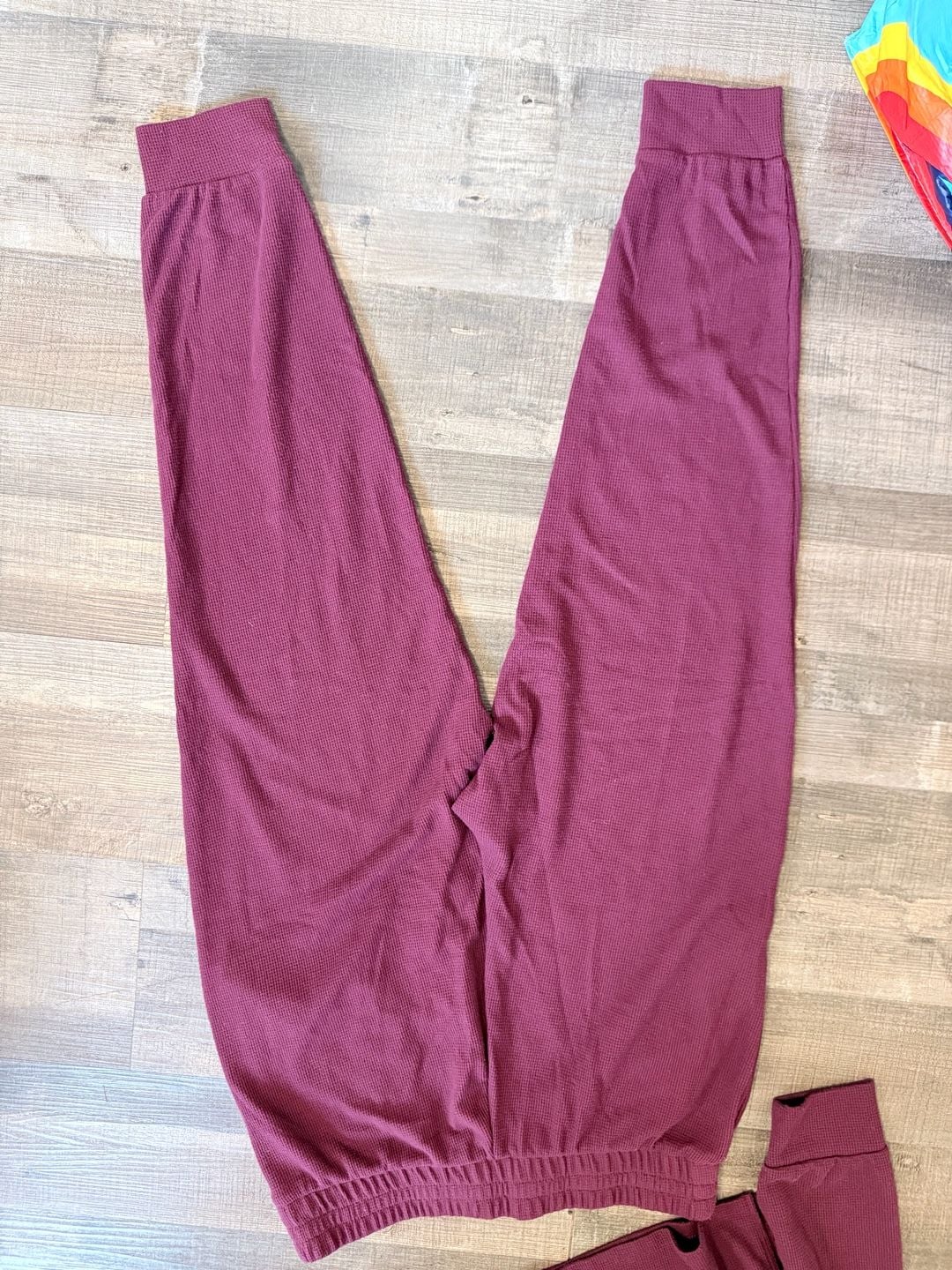 Victoria's Secret Glow Waffle Henley Jogger Pajama Set Size M Short Maroon  11
