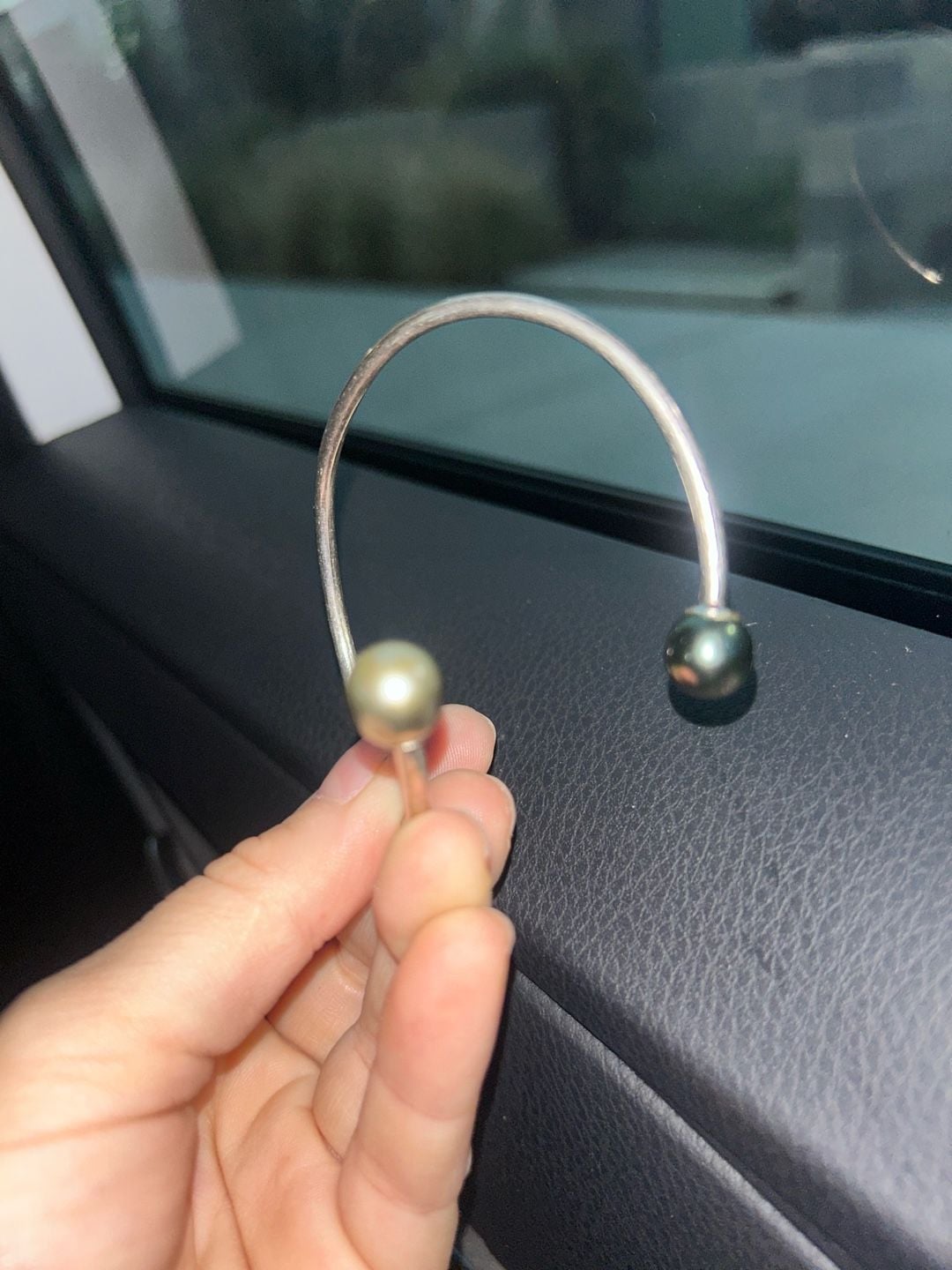 Tahitian Pearl Silver Cuff Bracelet 925 Sterling Silver 2