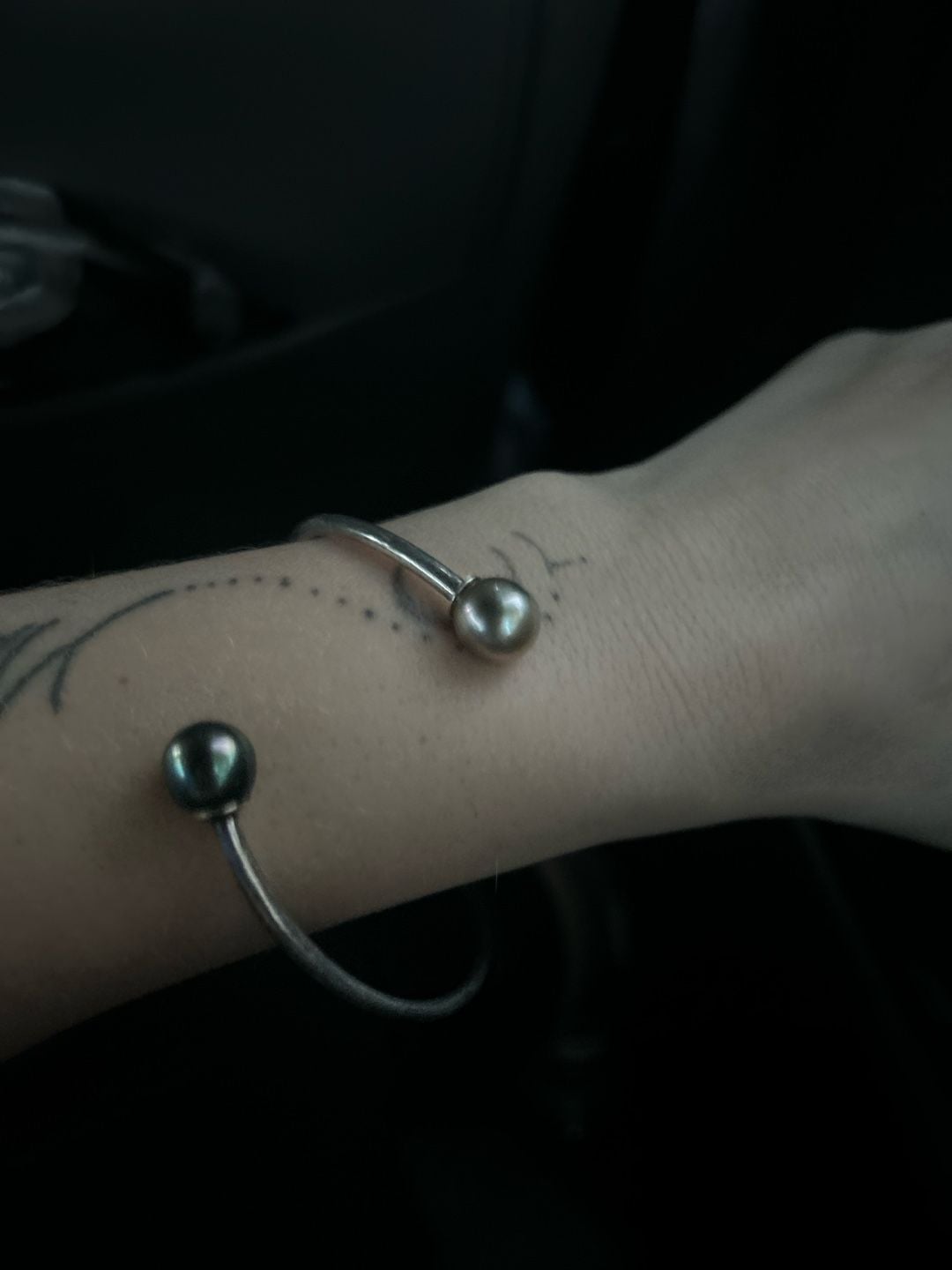 Tahitian Pearl Silver Cuff Bracelet 925 Sterling Silver 1