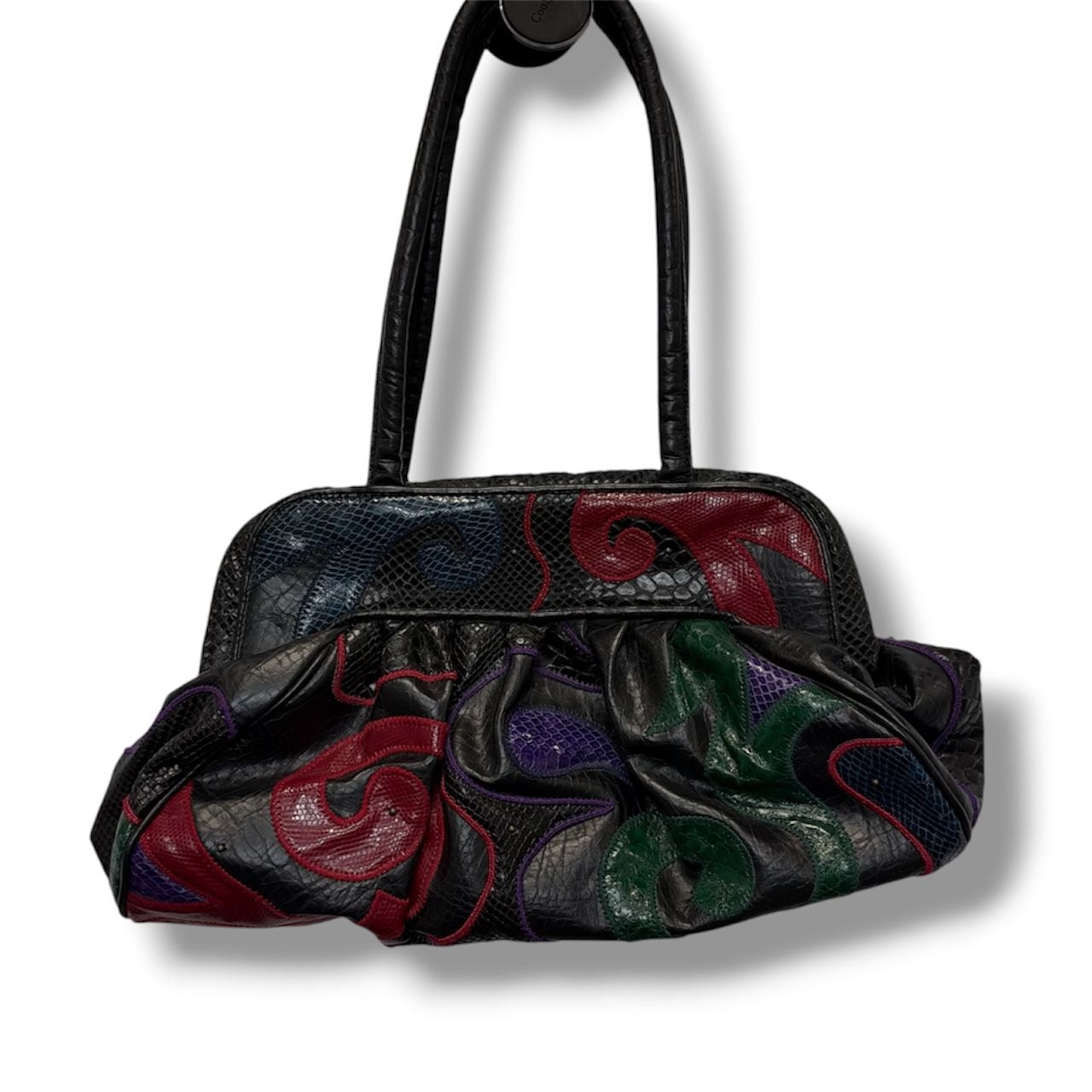 Vintage Patchwork Snakeskin Leather Shoulder Bag 1