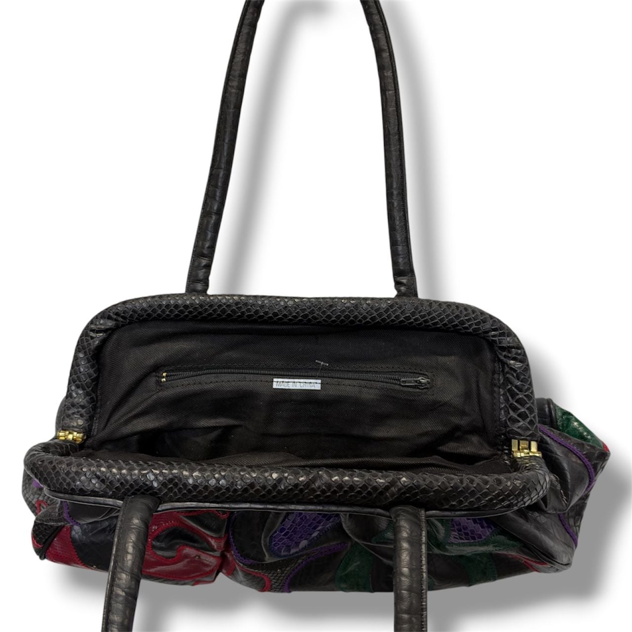 Vintage Patchwork Snakeskin Leather Shoulder Bag 2