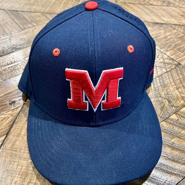 Nike Ole Miss Rebels True Fitted Hat Size 7 1/4 Navy Blue Red Cap