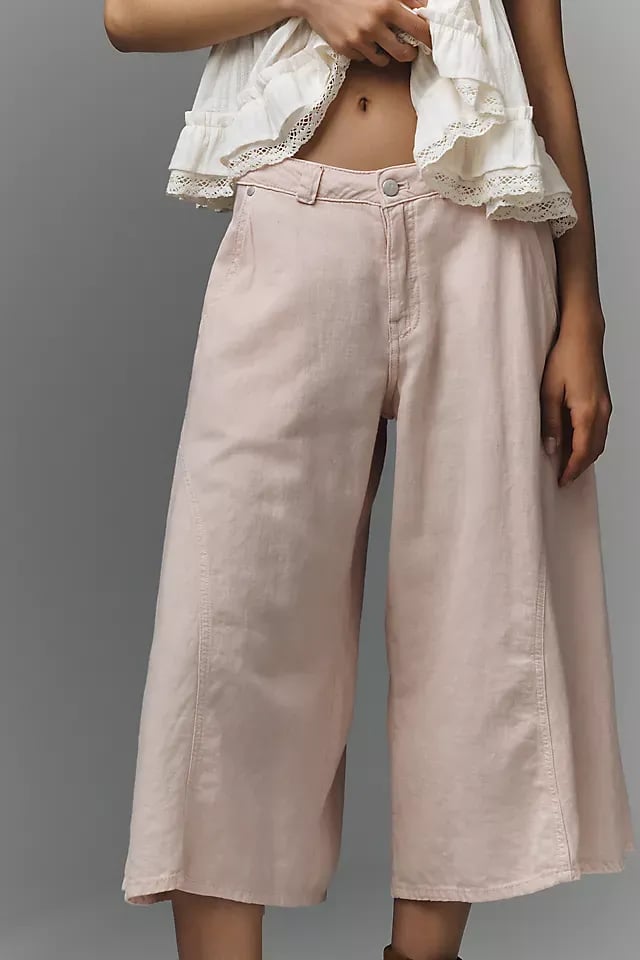 Pilcro Linen Blend Culottes Size 31 Pink Wide Leg Pants 2