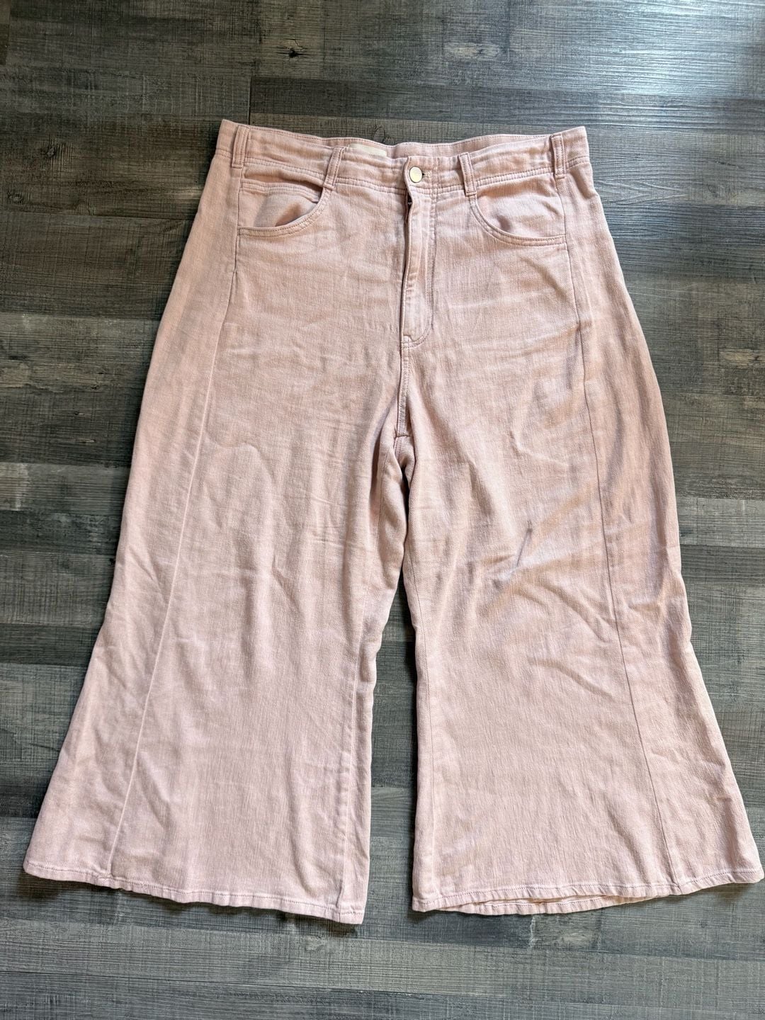 Pilcro Linen Blend Culottes Size 31 Pink Wide Leg Pants 3