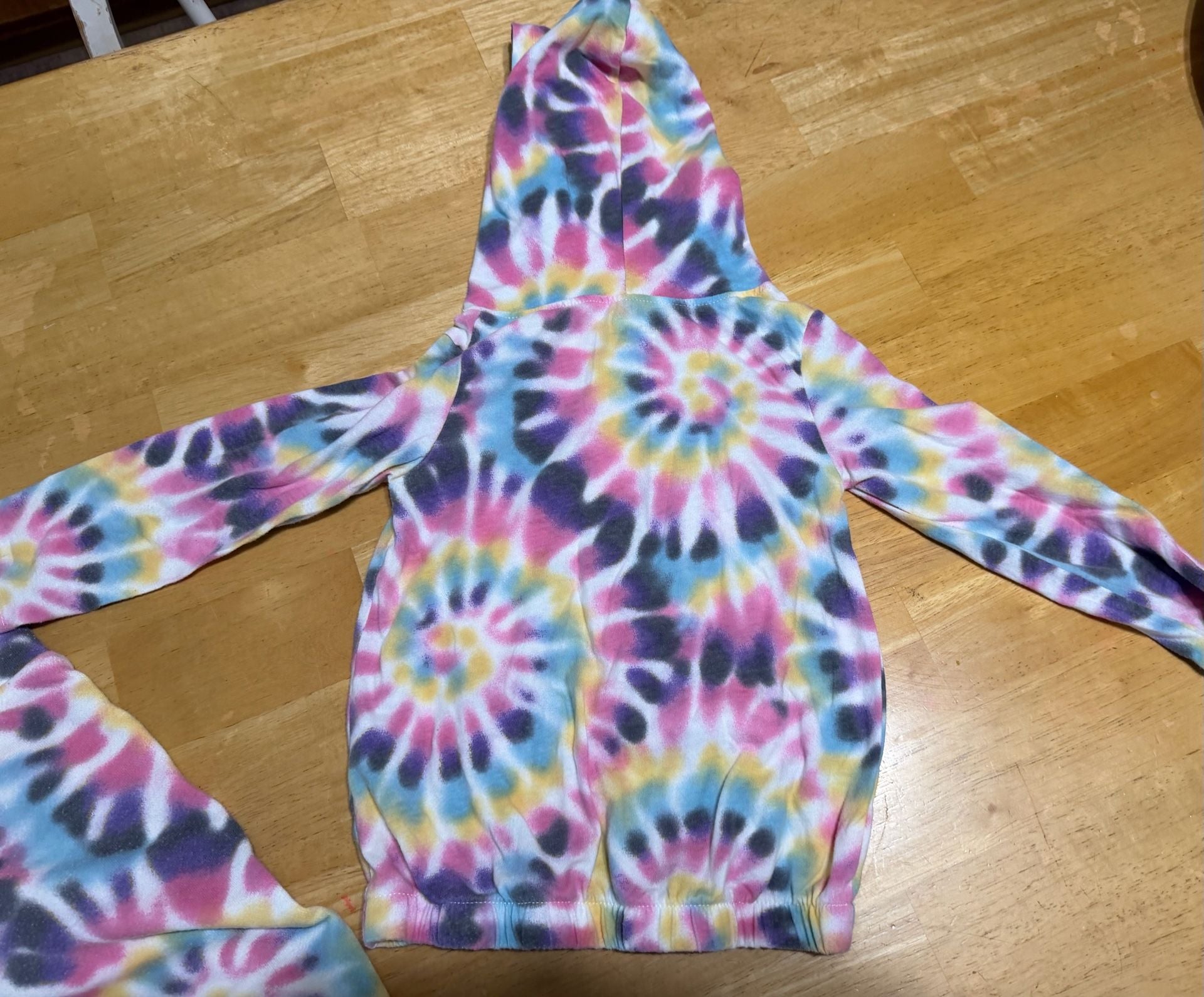 3T Girls Long Sleeve Tie Dye Cozy Split Neck Top - MULTI 5