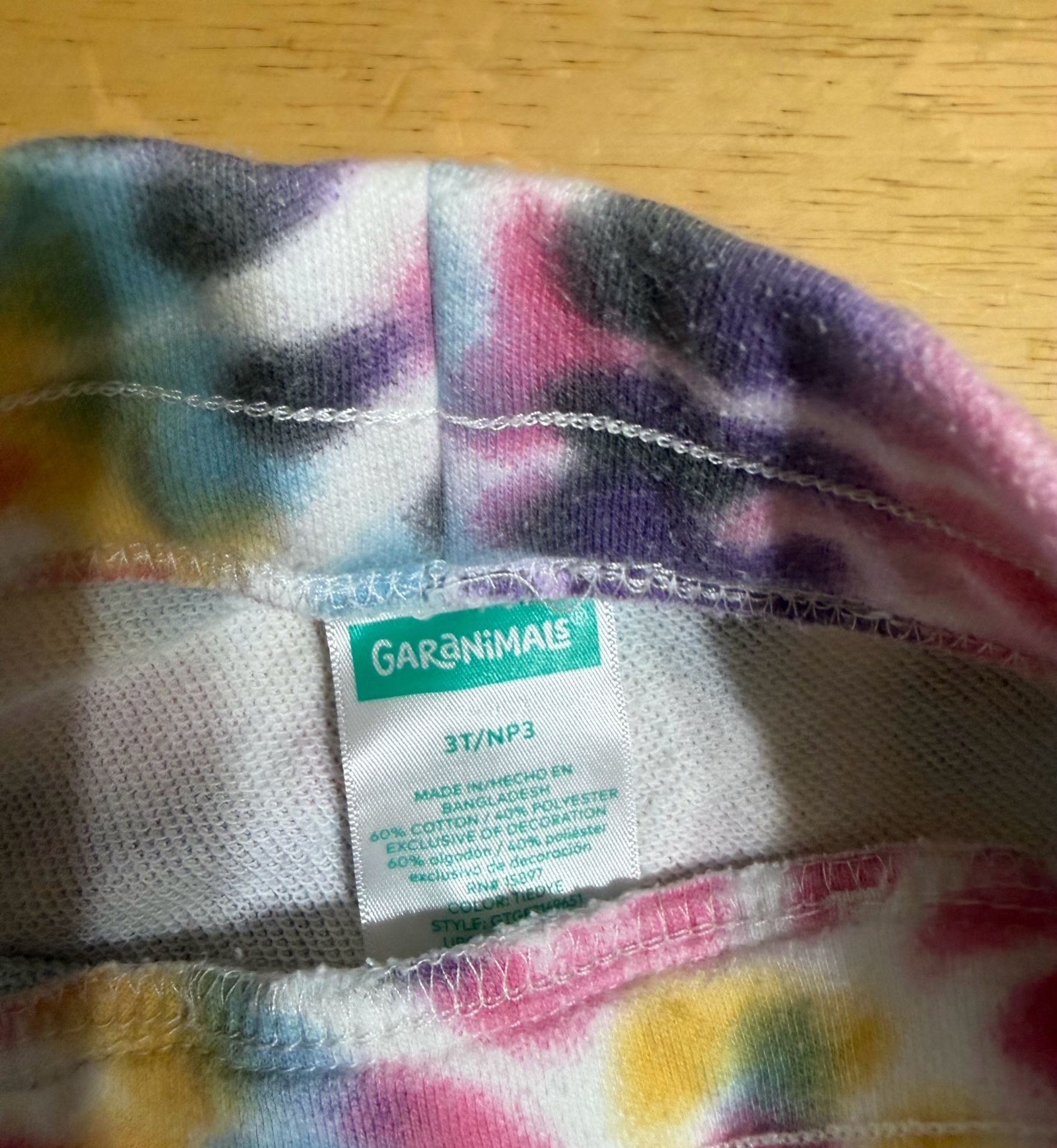 3T Girls Long Sleeve Tie Dye Cozy Split Neck Top - MULTI 7