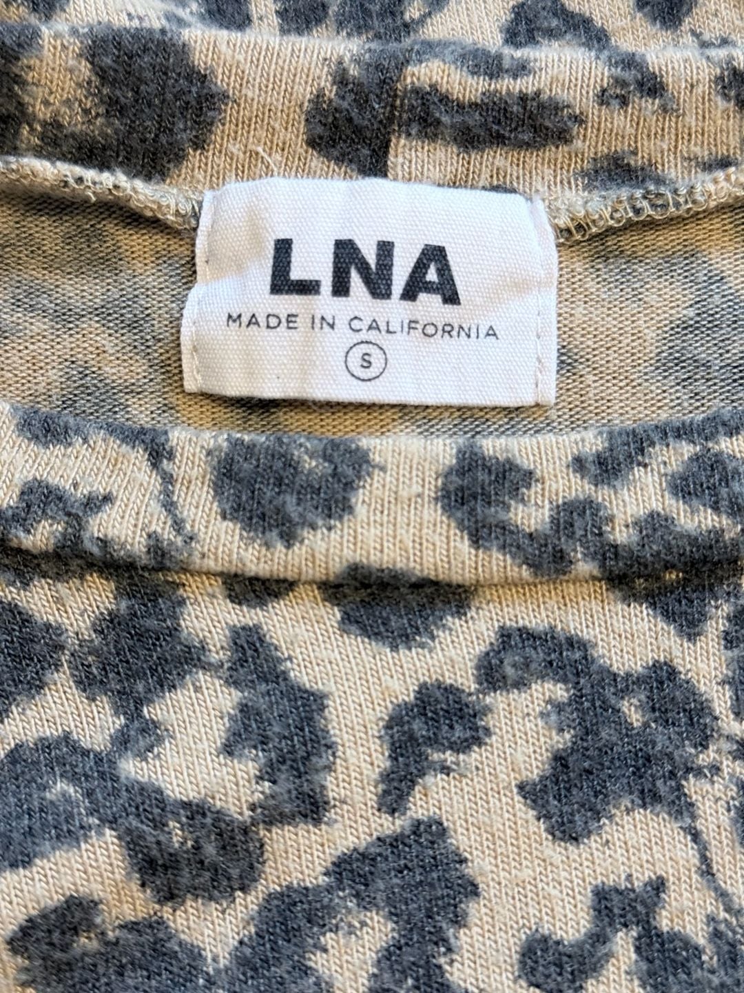 LNA Soft Brushed Leopard Print Long Sleeve Top Size S Beige Black 5