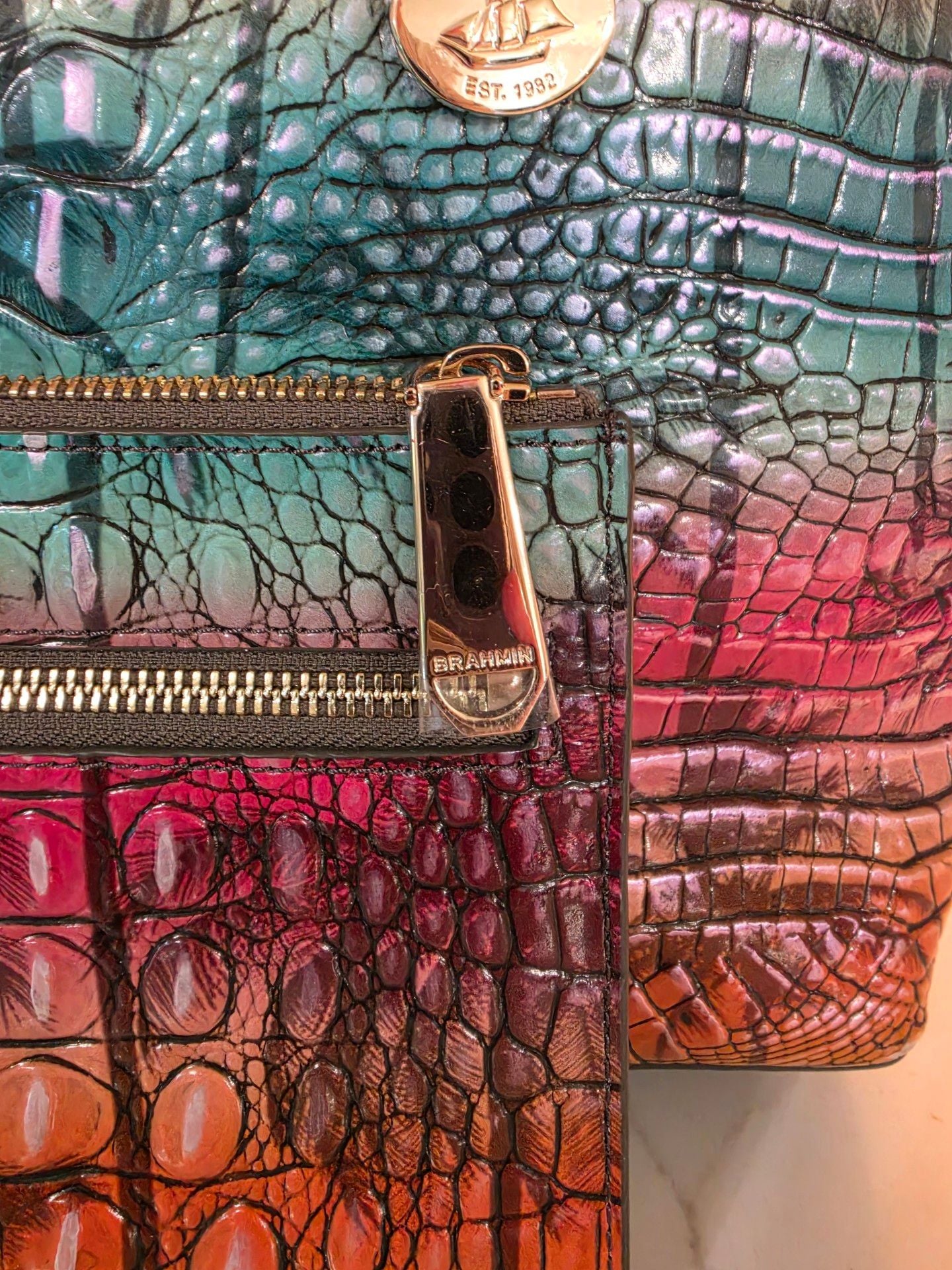 Brahmin Brooke Tote Luau Melbourne Leather Handbag 12
