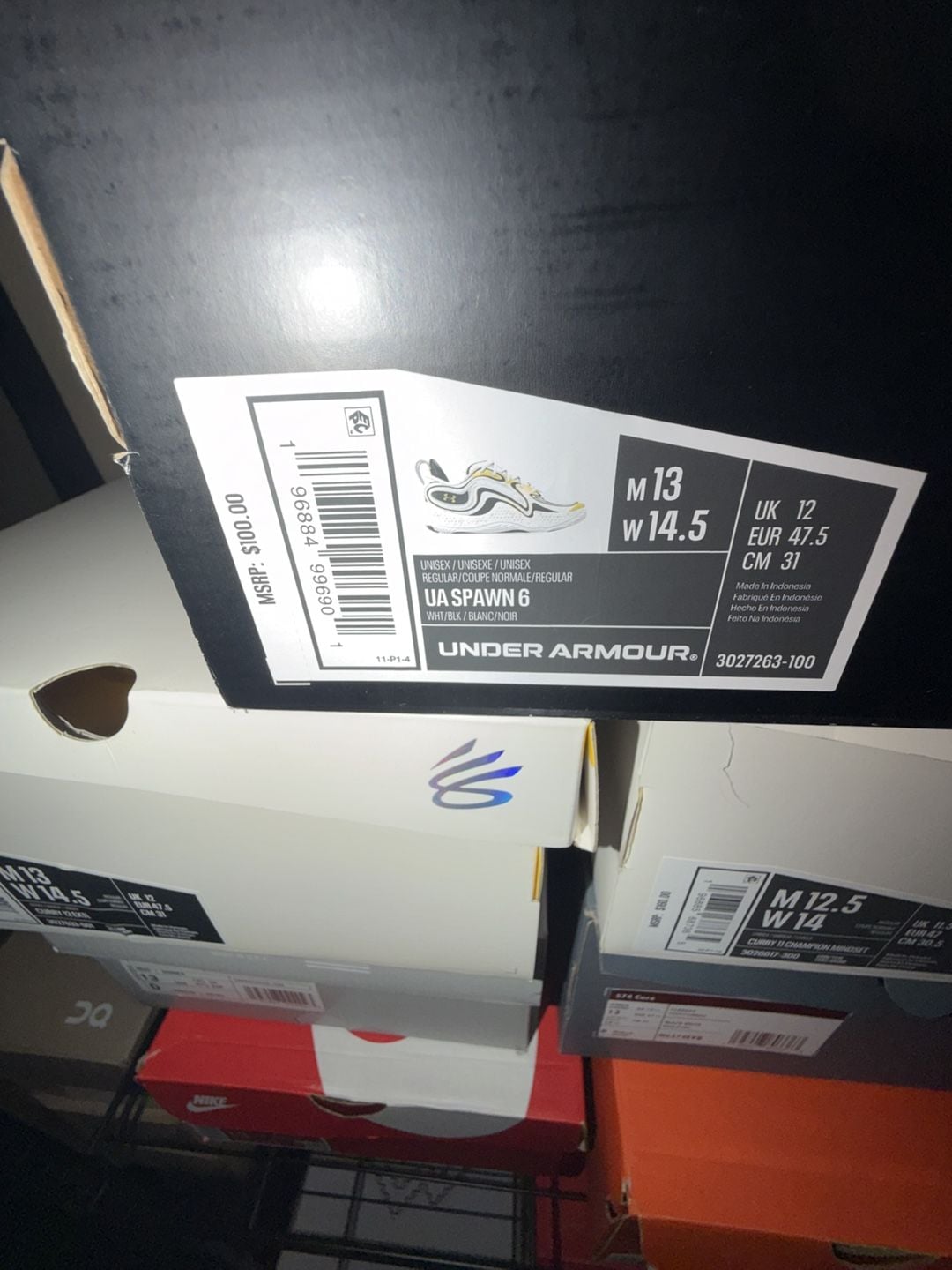 Under Armour UA Spawn 6 Size 13 White 8