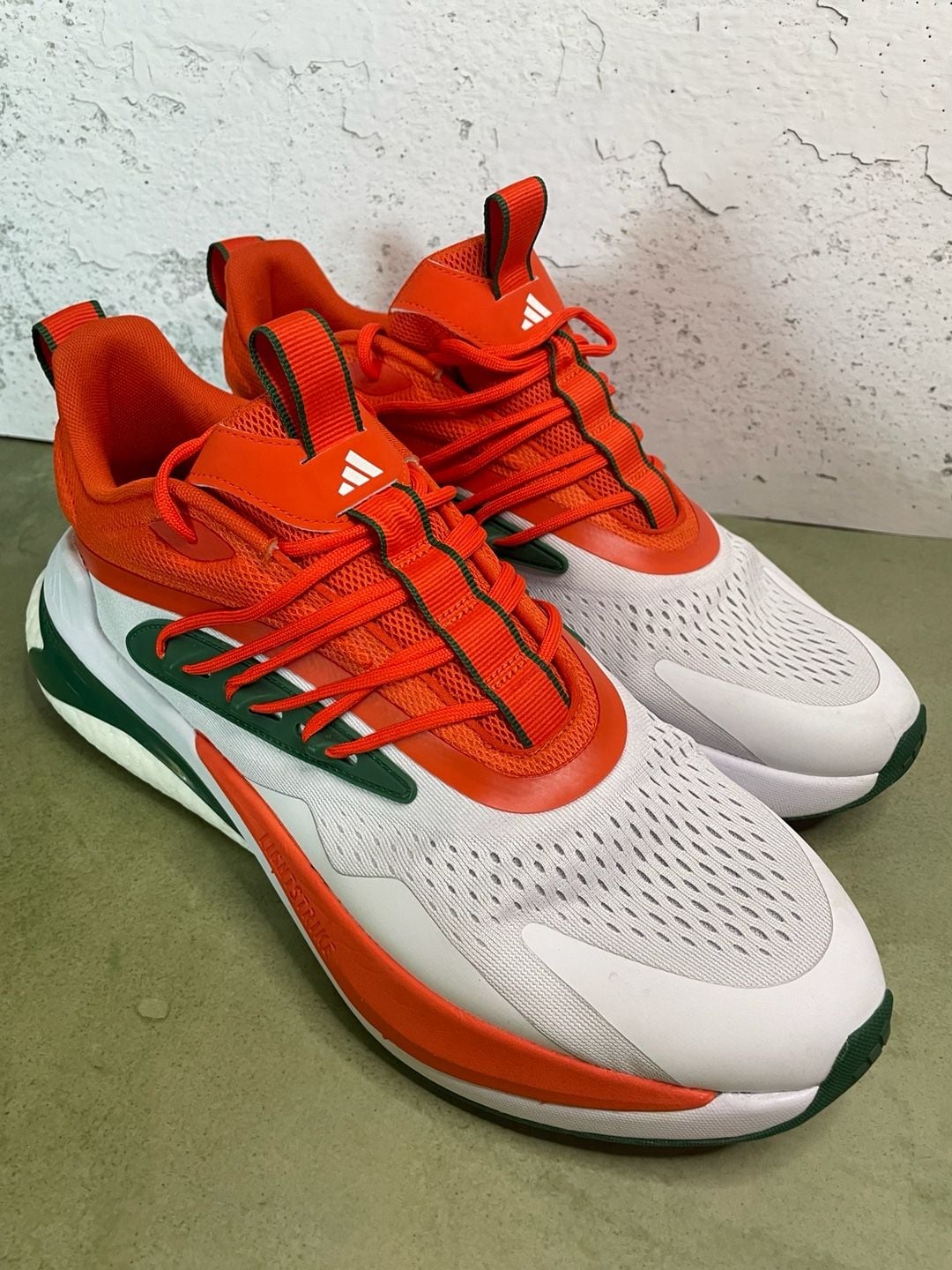 Adidas Miami Hurricanes AlphaBoost V2 Shoes White Orange Green 2