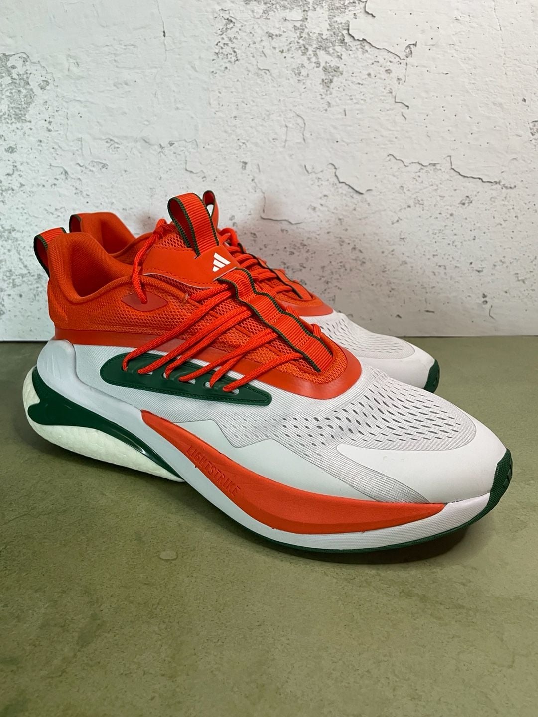 Adidas Miami Hurricanes AlphaBoost V2 Shoes White Orange Green 3