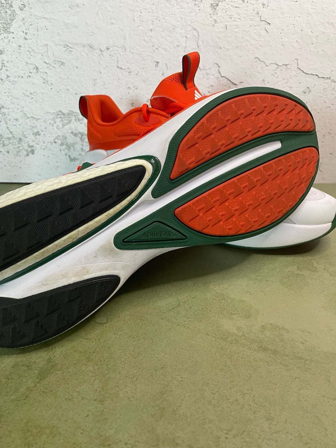 Adidas Miami Hurricanes AlphaBoost V2 Shoes White Orange Green 5