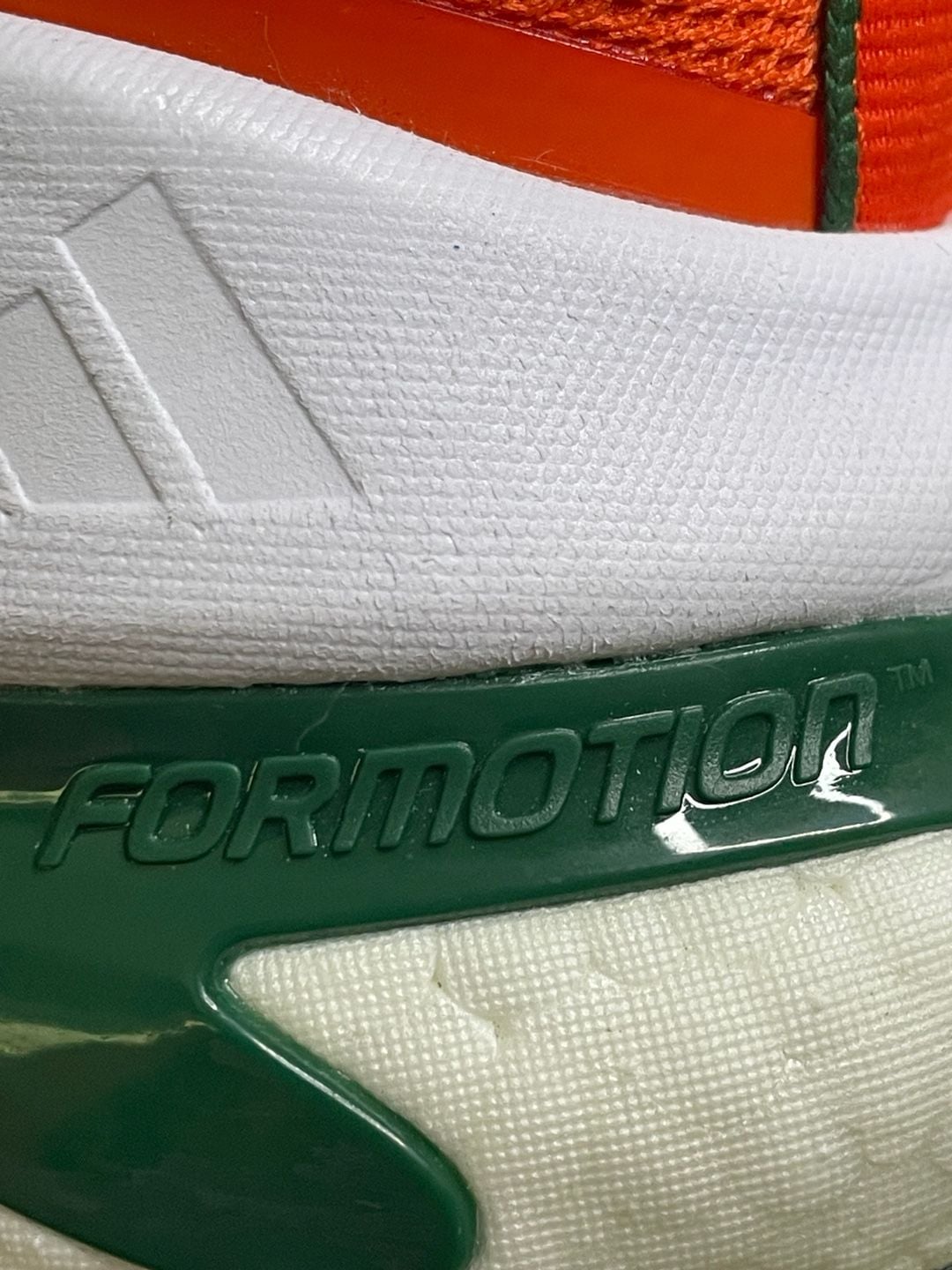 Adidas Miami Hurricanes AlphaBoost V2 Shoes White Orange Green 7