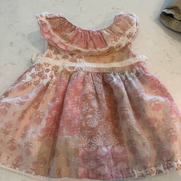 Haute Hippie Kids Style Floral Dress Size 12M Pink Ruffle Hem