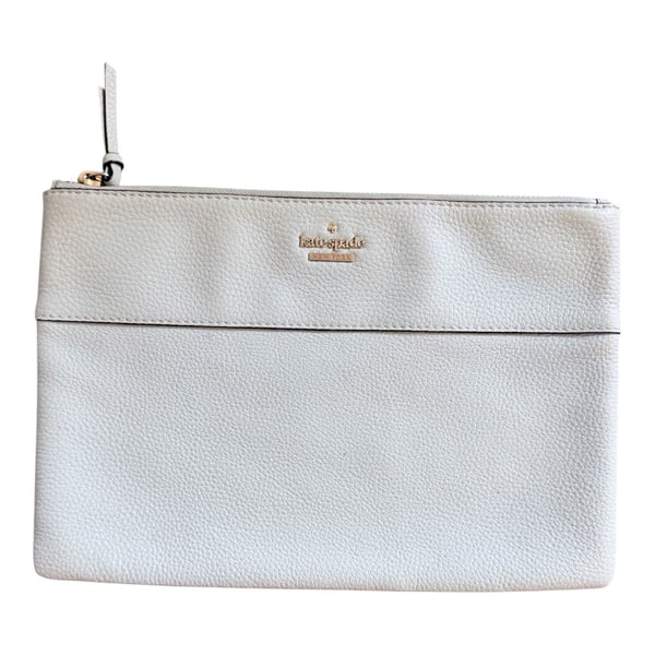 Kate Spade New York Leather Clutch Light Gray Pebbled