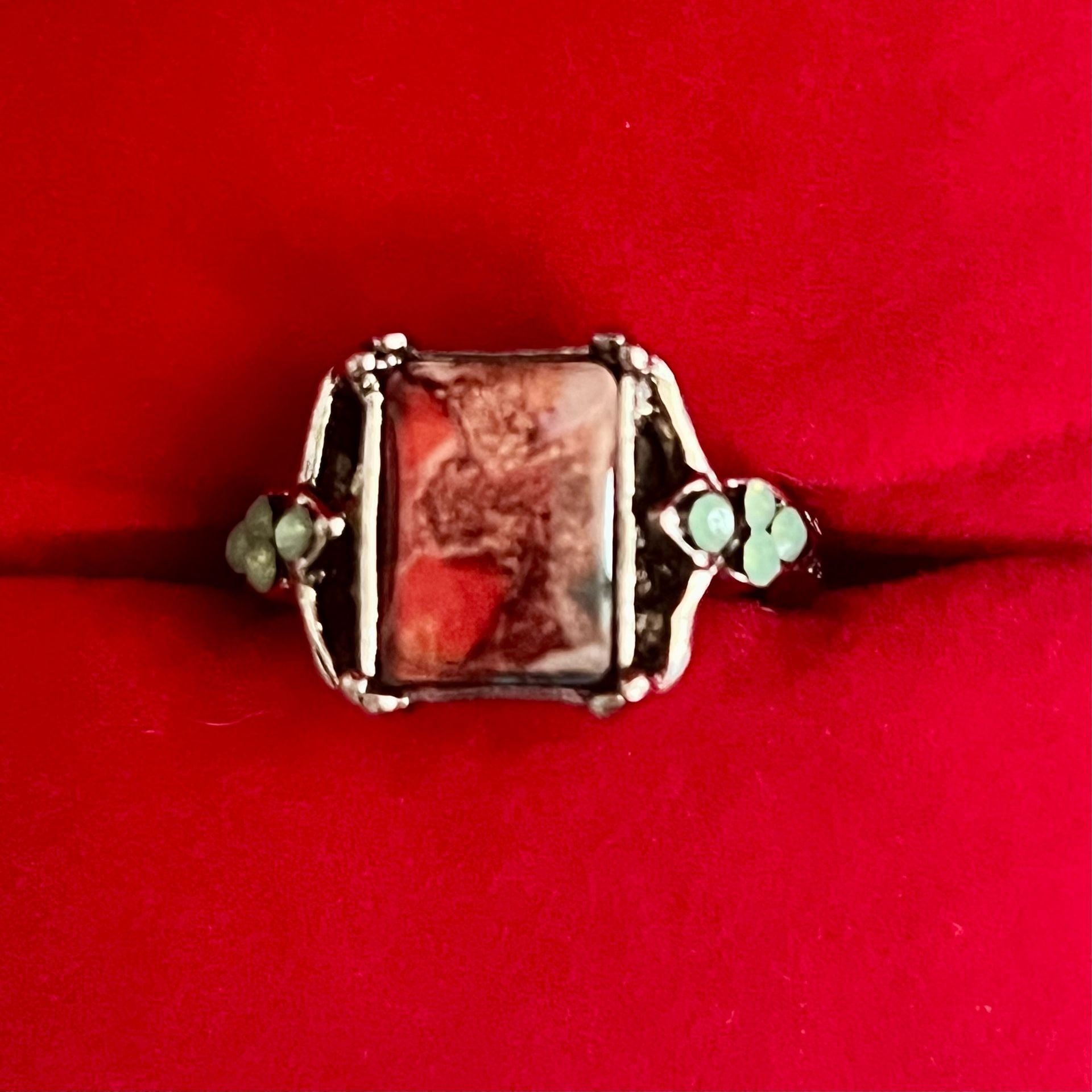 Vintage Style Crazy Lace Agate Rectangular Ring Size 6 3
