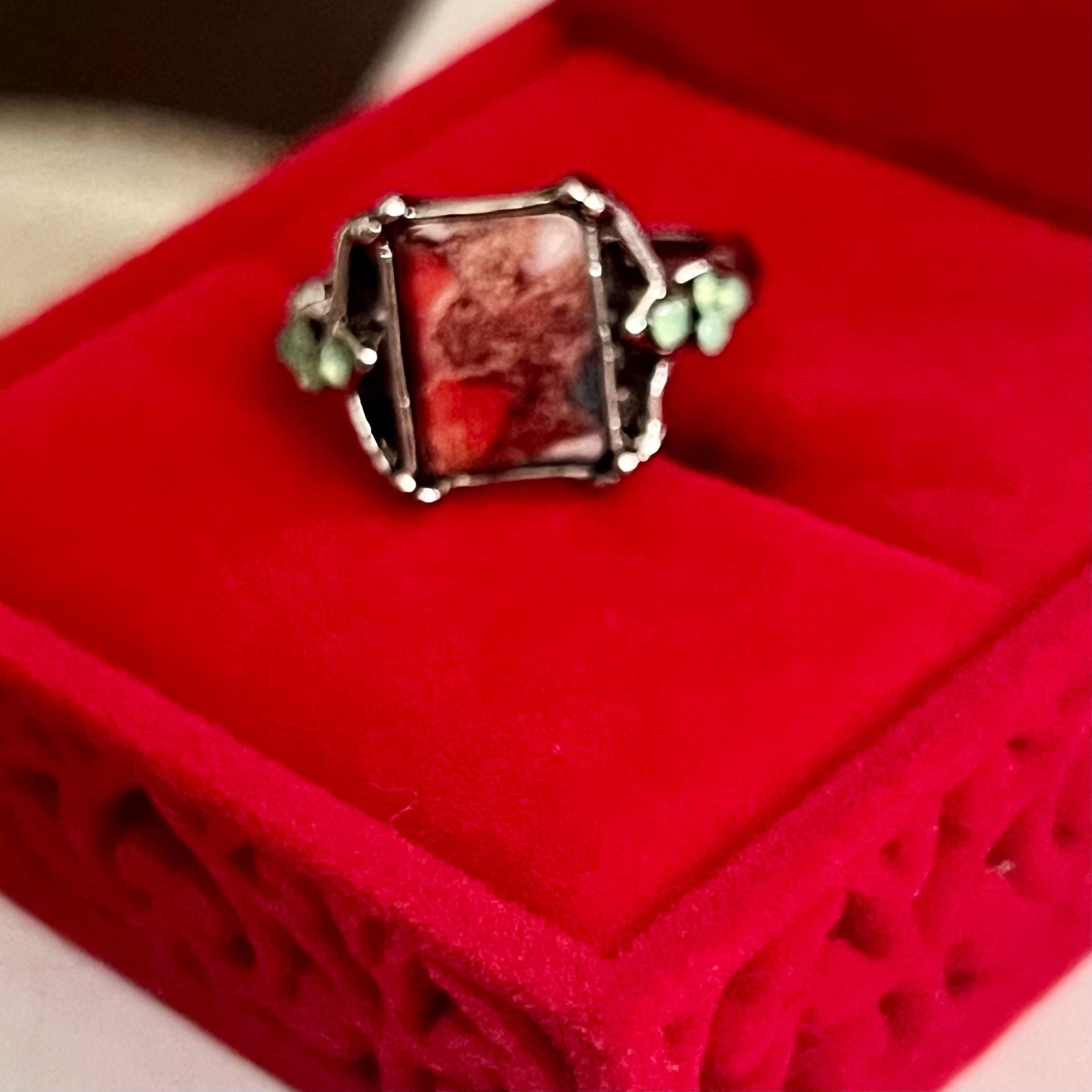Vintage Style Crazy Lace Agate Rectangular Ring Size 6 6