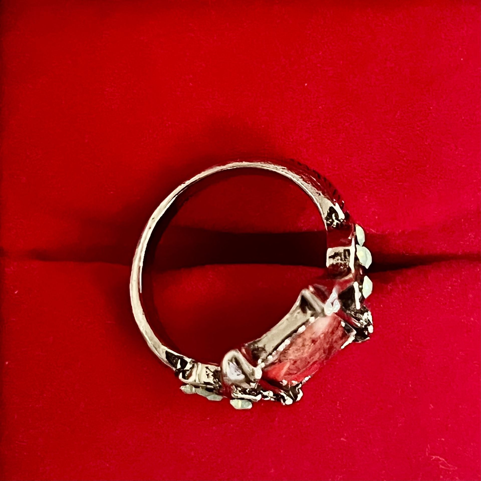 Vintage Style Crazy Lace Agate Rectangular Ring Size 6 7
