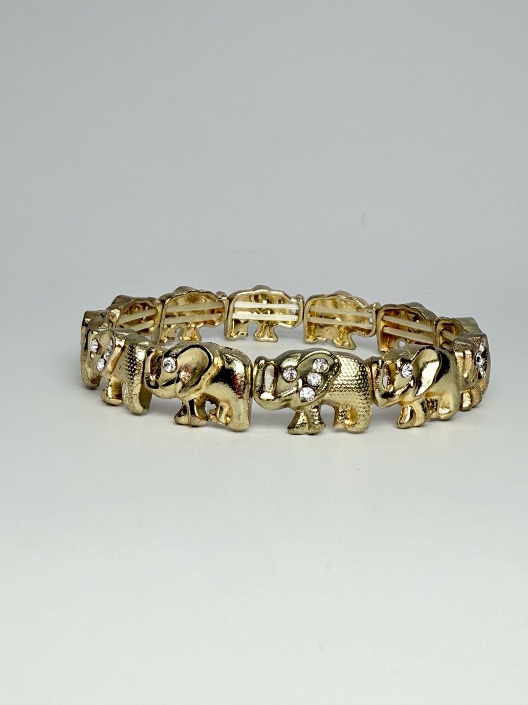 Unbranded Gold Tone Elephant Link Bracelet Rhinestone 7.5 Inch 2
