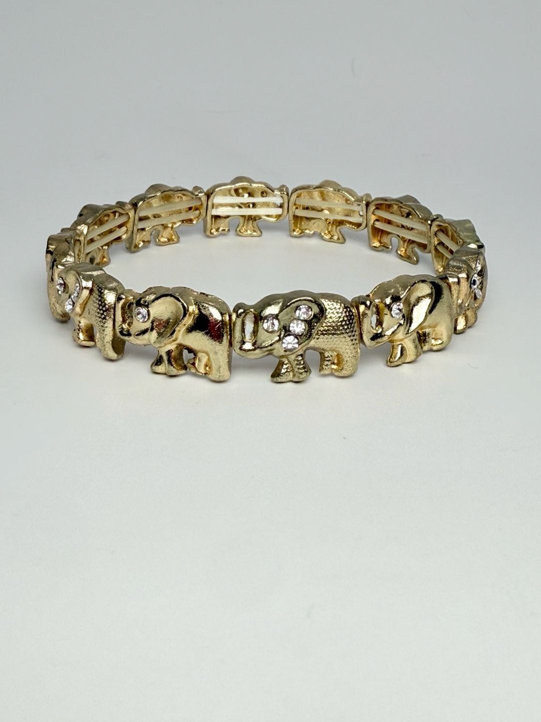 Unbranded Gold Tone Elephant Link Bracelet Rhinestone 7.5 Inch 3
