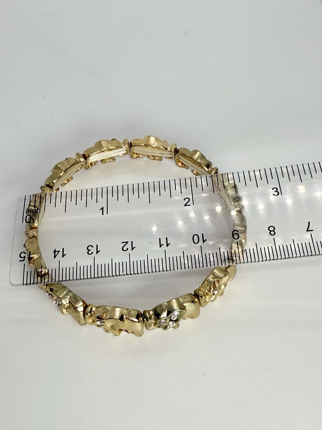 Unbranded Gold Tone Elephant Link Bracelet Rhinestone 7.5 Inch 4