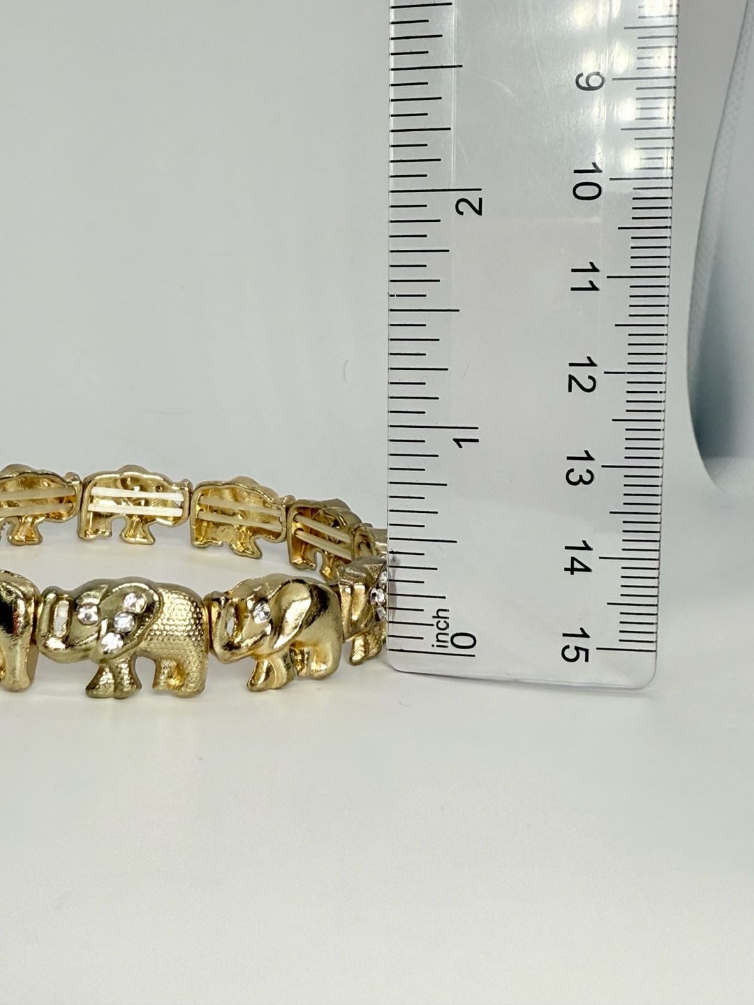Unbranded Gold Tone Elephant Link Bracelet Rhinestone 7.5 Inch 6