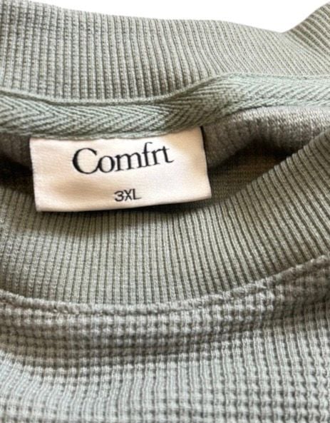 Comfit Oversize Waffle Knit Crewneck Sweater Size 3XL Sage Green 4