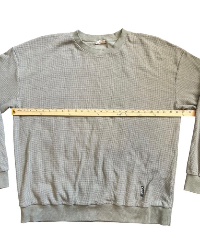 Comfit Oversize Waffle Knit Crewneck Sweater Size 3XL Sage Green 6