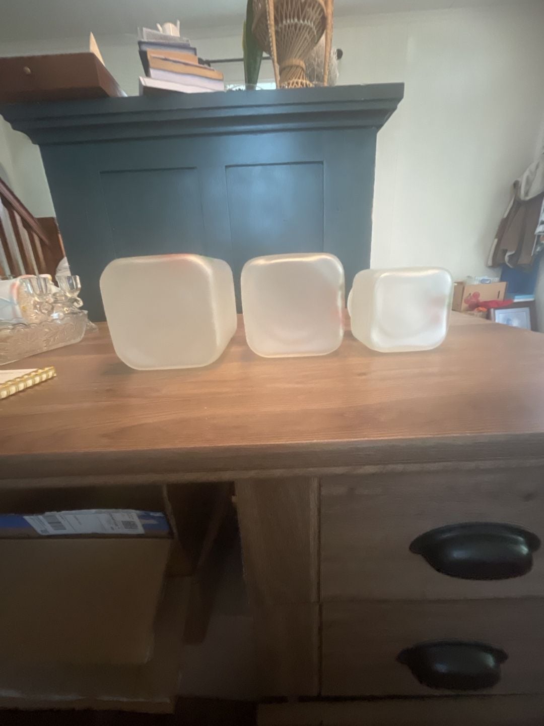 Vintage MCM Anchor Hocking Frosted Strawberry Canister Set of 3 Glass Kitchen Storage Jars 5