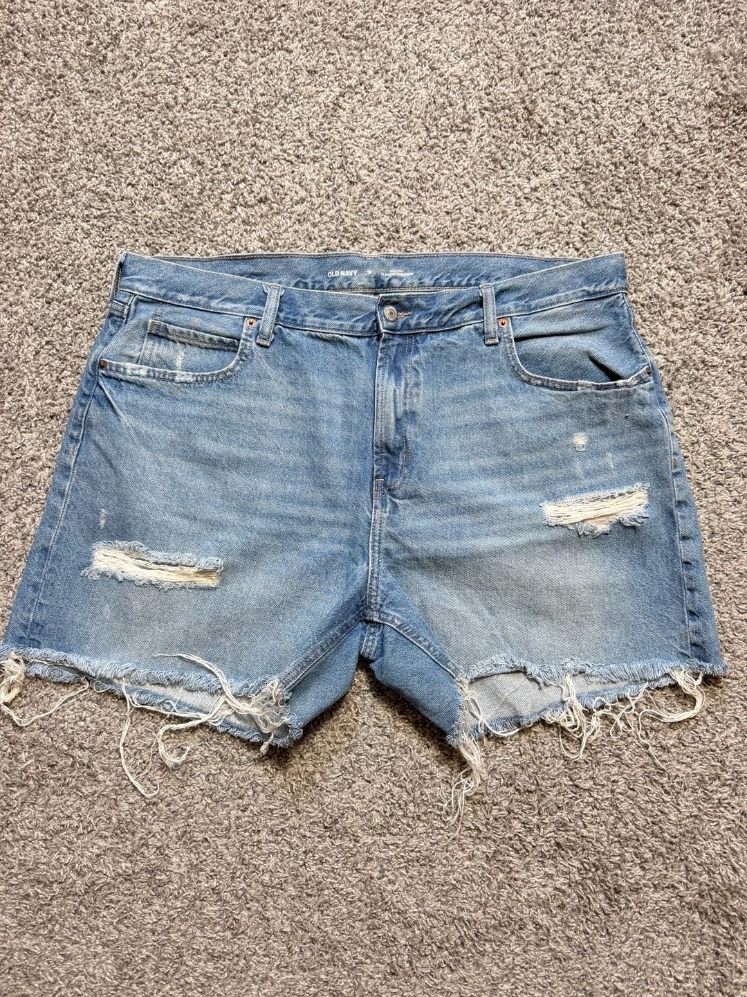 Old Navy High-Rise Slouchy Straight Denim Shorts Size 18 Distressed Cutoff 2