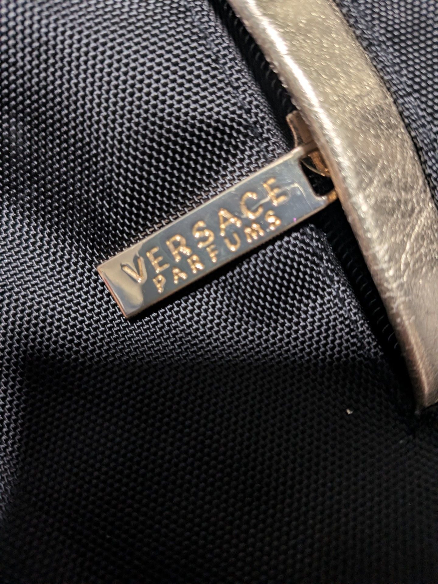 Versace Parfums Black Nylon Gold Medusa Flap Backpack 9