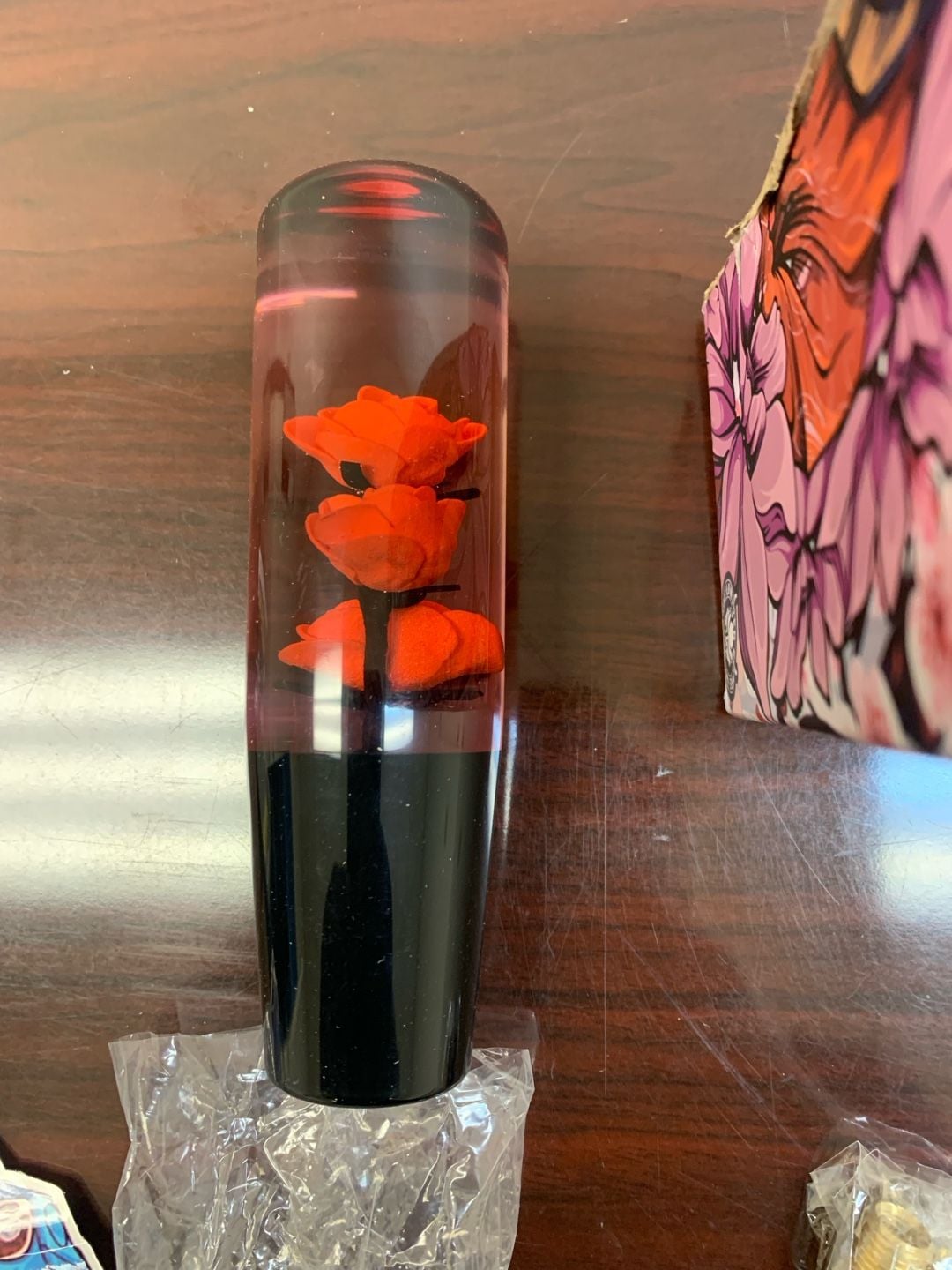 Lowered Empire Red Rose Resin Shift Knob JDM Gear Shifter 1