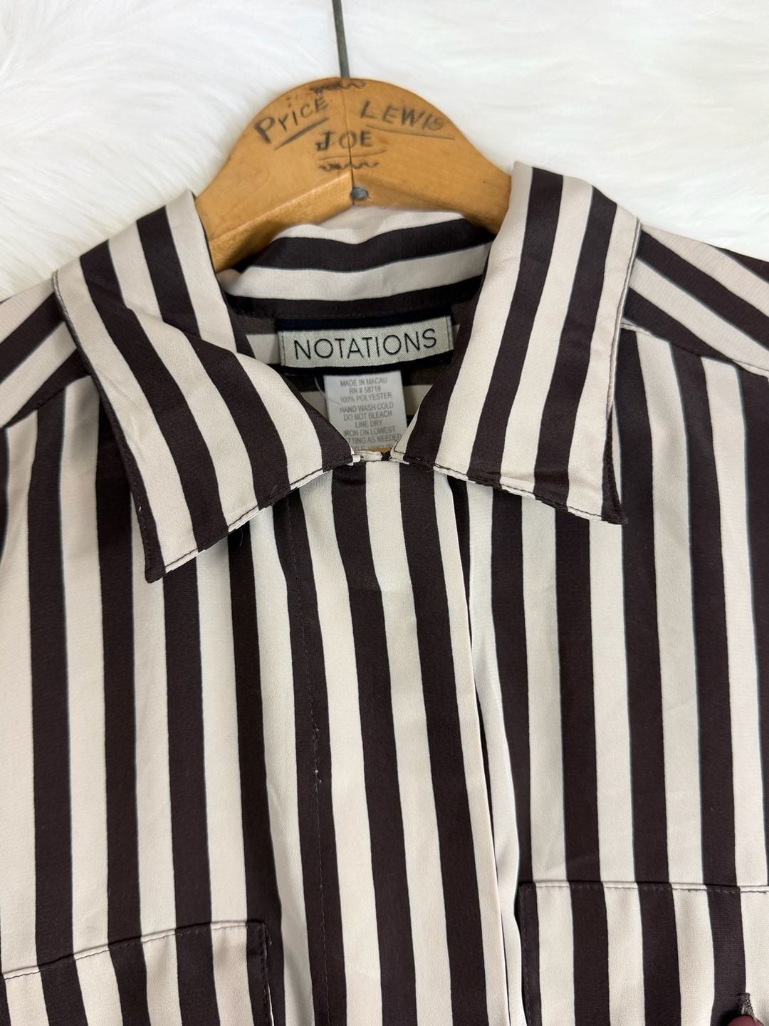 Vintage Notations Long Sleeve Button-Up Shirt Brown Striped 9
