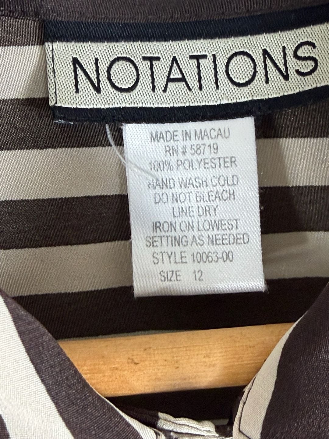Vintage Notations Long Sleeve Button-Up Shirt Brown Striped 3