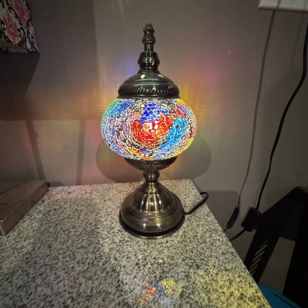 SILVERFEVER Mosaic Turkish Lamp Moroccan Glass for Table Desk Bedside works! 