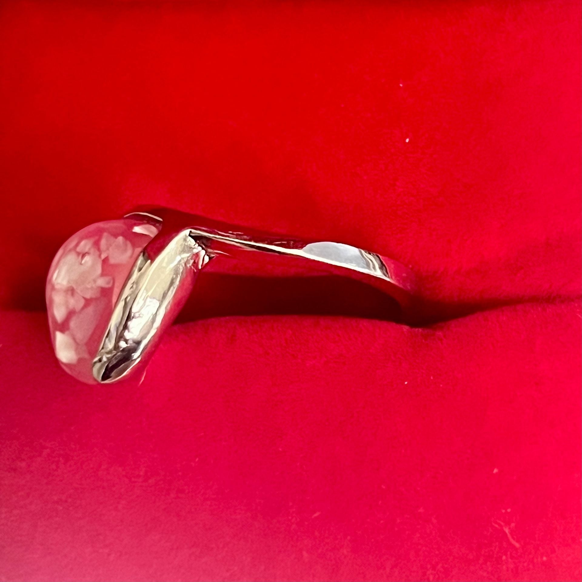Pink Heart Ring Silver Tone Lucite Confetti Stone Size 9 5