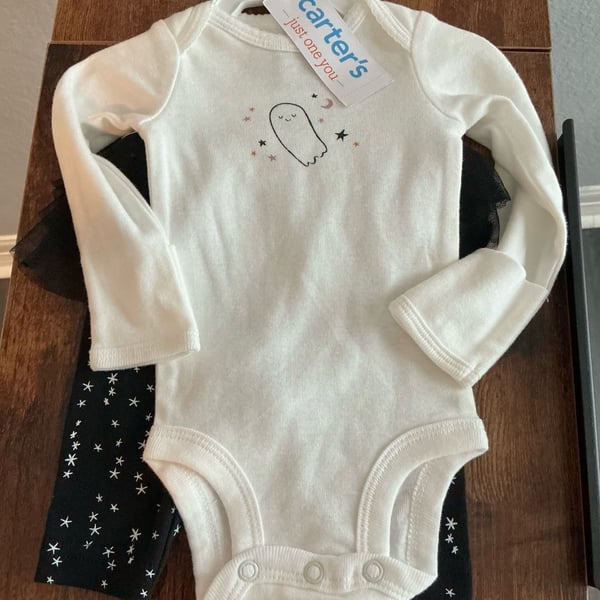Carter's Girls Just One You Ghost Halloween Bodysuit and Pants Set NB