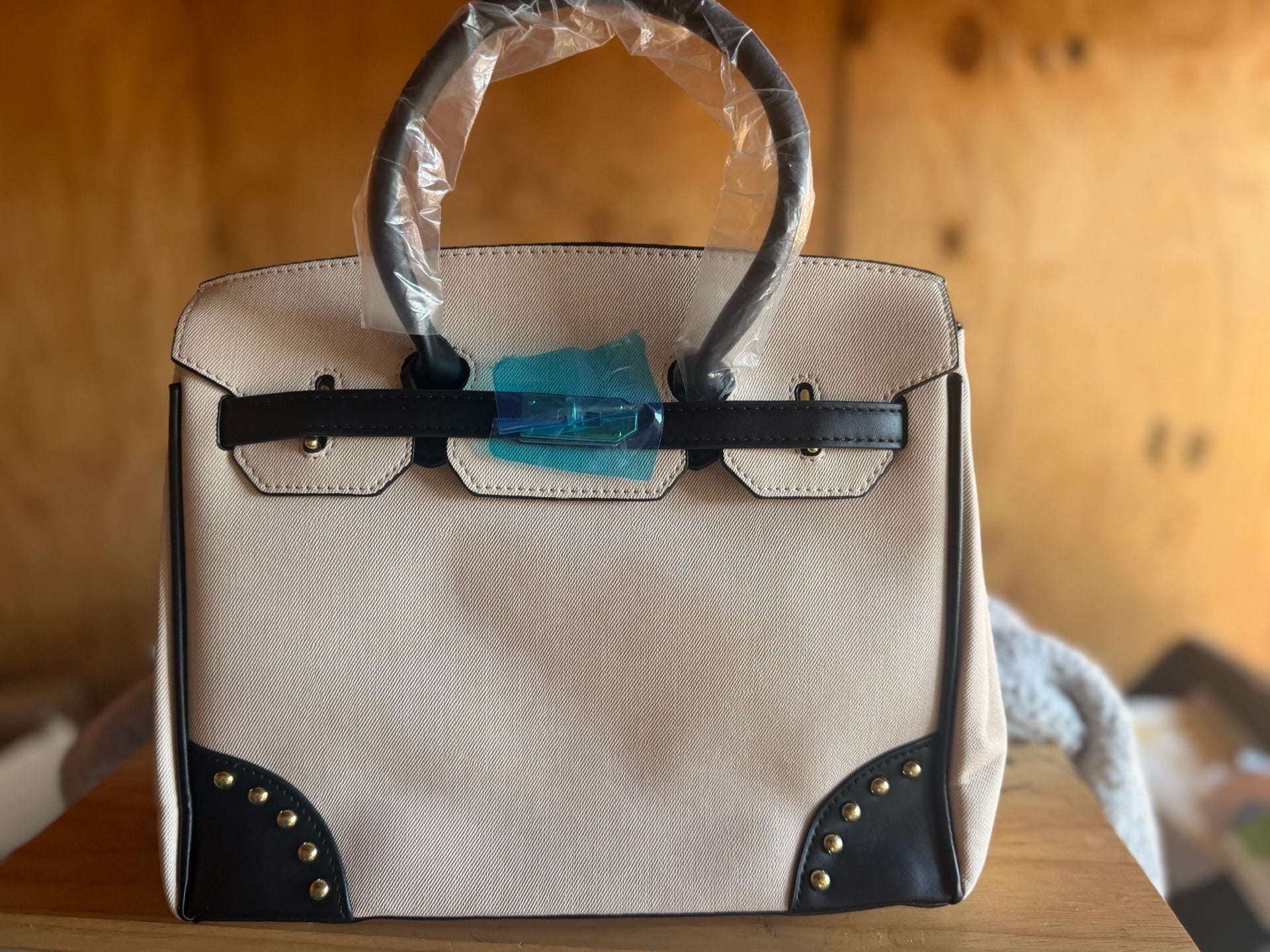 Beige Denim tote bag 2