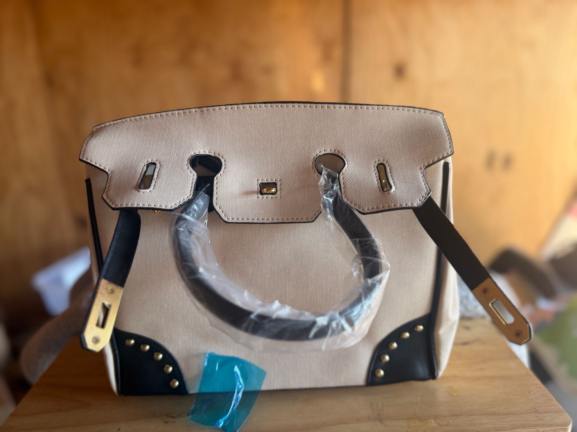 Beige Denim tote bag 3
