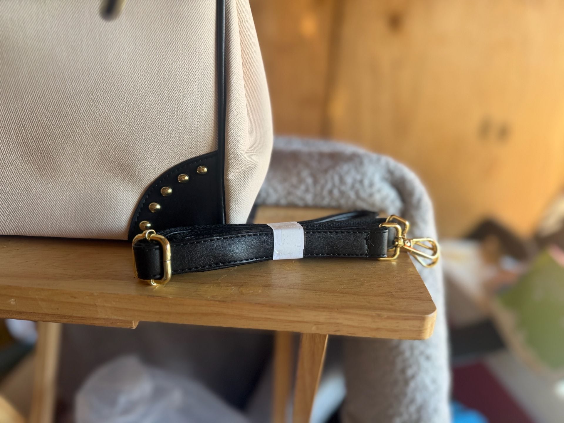 Beige Denim tote bag 6
