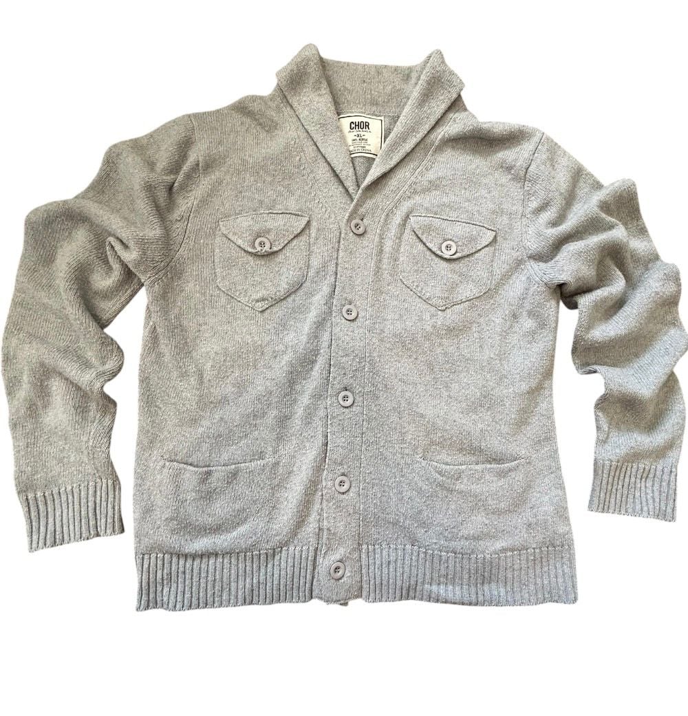 CHOR Button Up Grey Cardigan XL 7
