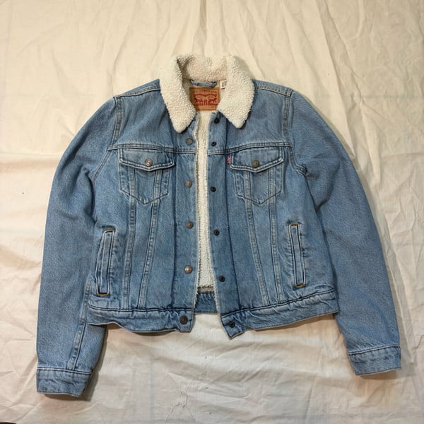Women’s Levi's Sherpa Trucker Jacket Size S Blue Denim