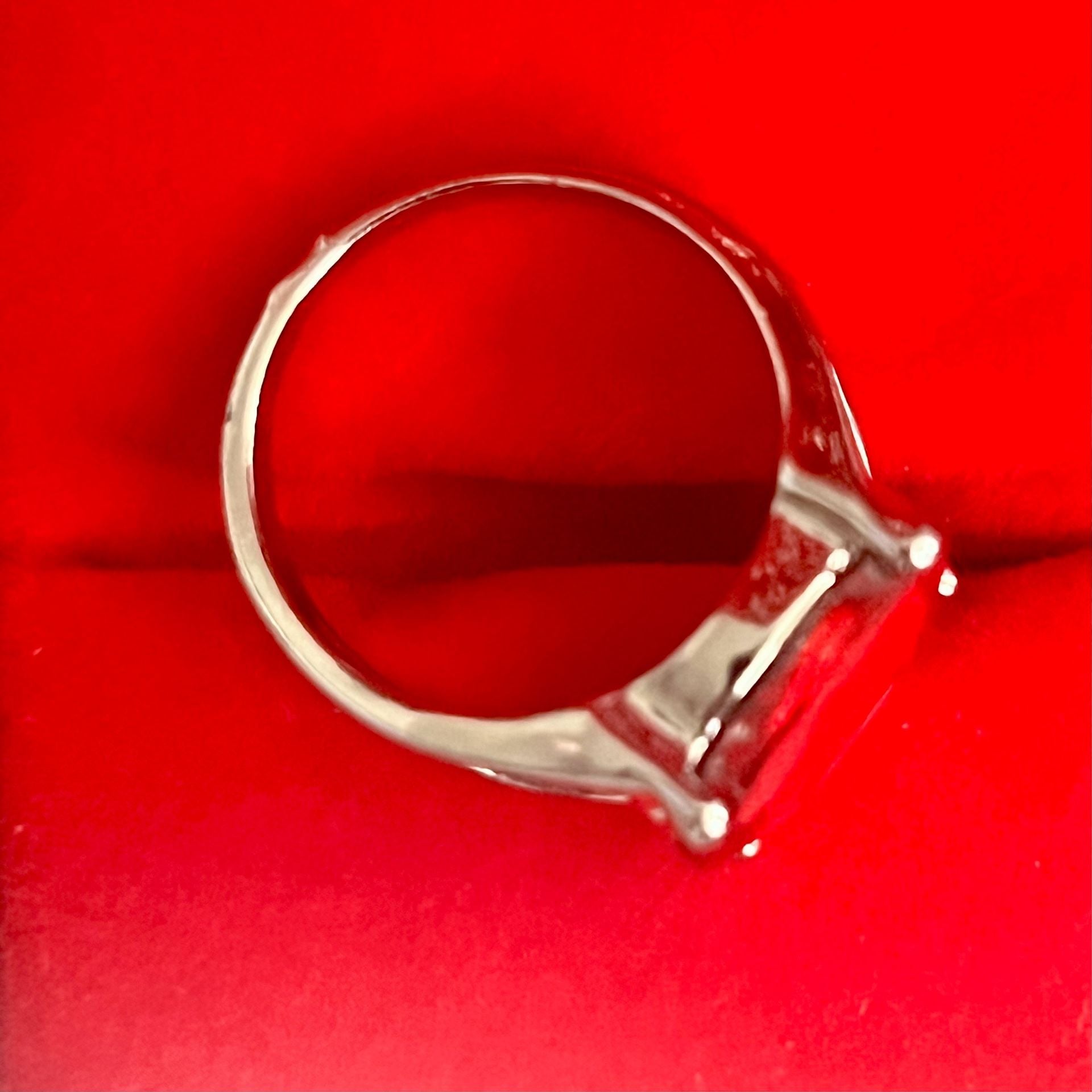 Vintage Silver Large Red Crystal Oval Cocktail Ring Size 8 5
