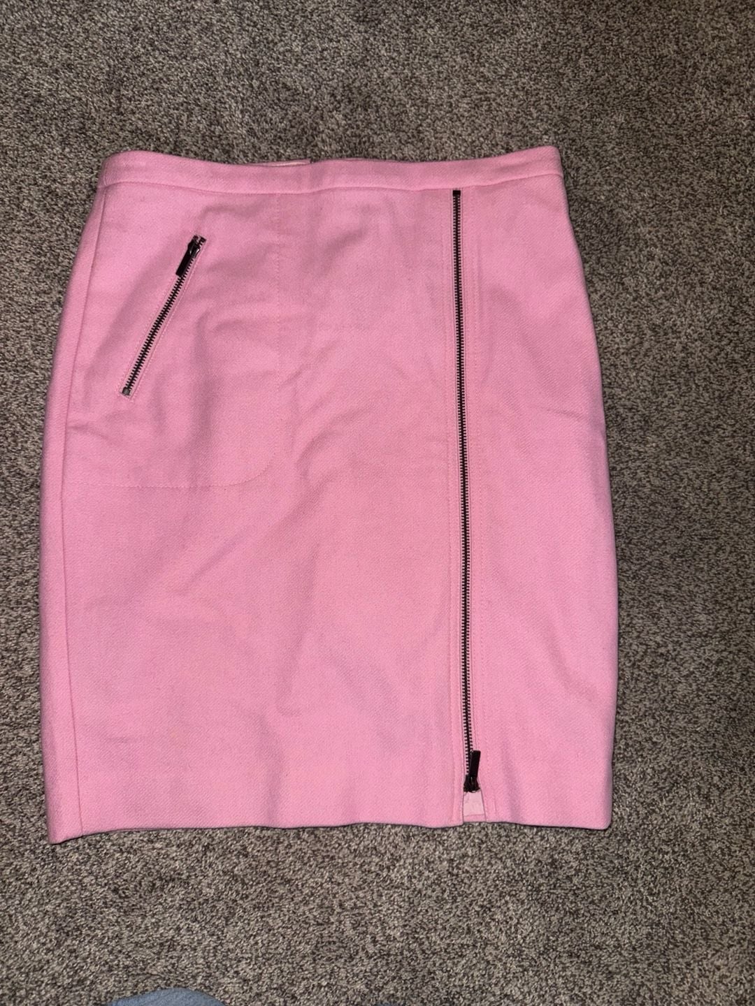 J. Crew The Pencil Skirt Size 4 Pink Wool Moto Zip 2