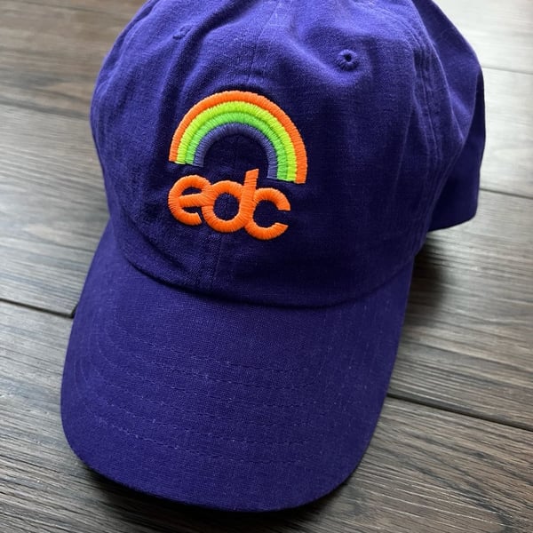 Insomniac EDC Rainbow Embroidered Purple Dad Hat