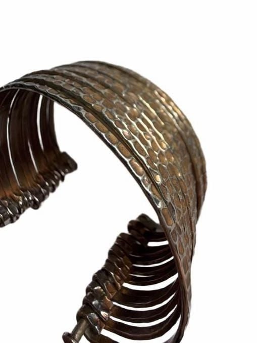 Unbranded Multi-Strand Hammered Cuff Bracelet Silver Tone 10
