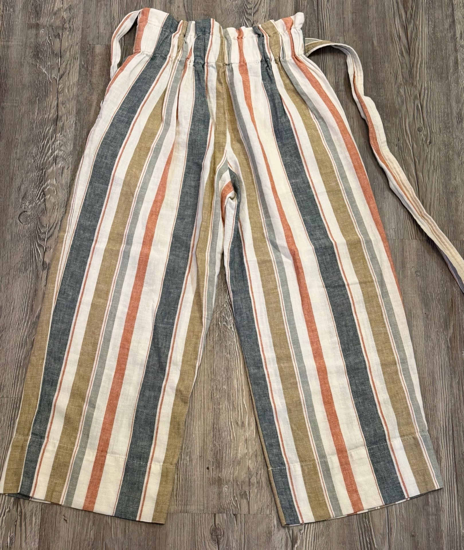 Madewell Huston Pull-On Crop Pants Size XS Multi Stripe Tie Waist 9