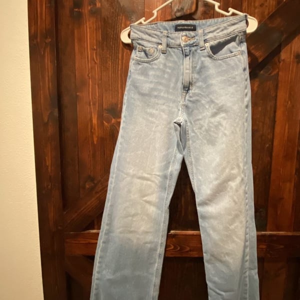 Aeropostale High Rise Wide Leg Light Blue Jeans