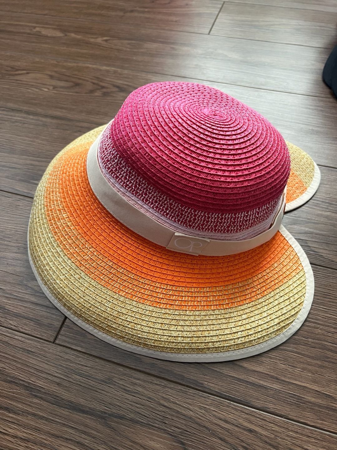 Ocean Pacific Paper Sun Hat Size O/S Multi-Color Striped Straw 2